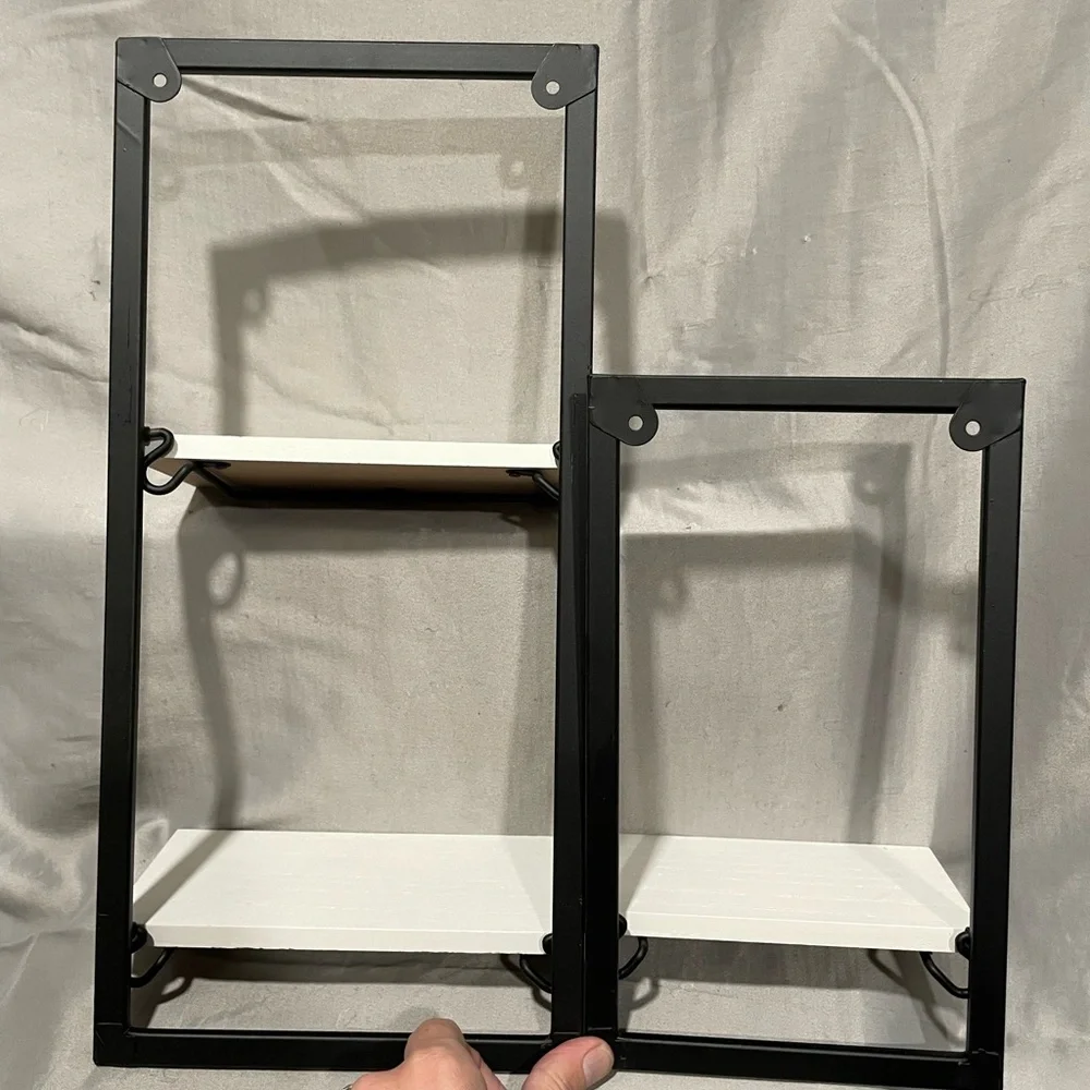 NWT Trueliving 2 Piece Black and White Wall Shelf Set
